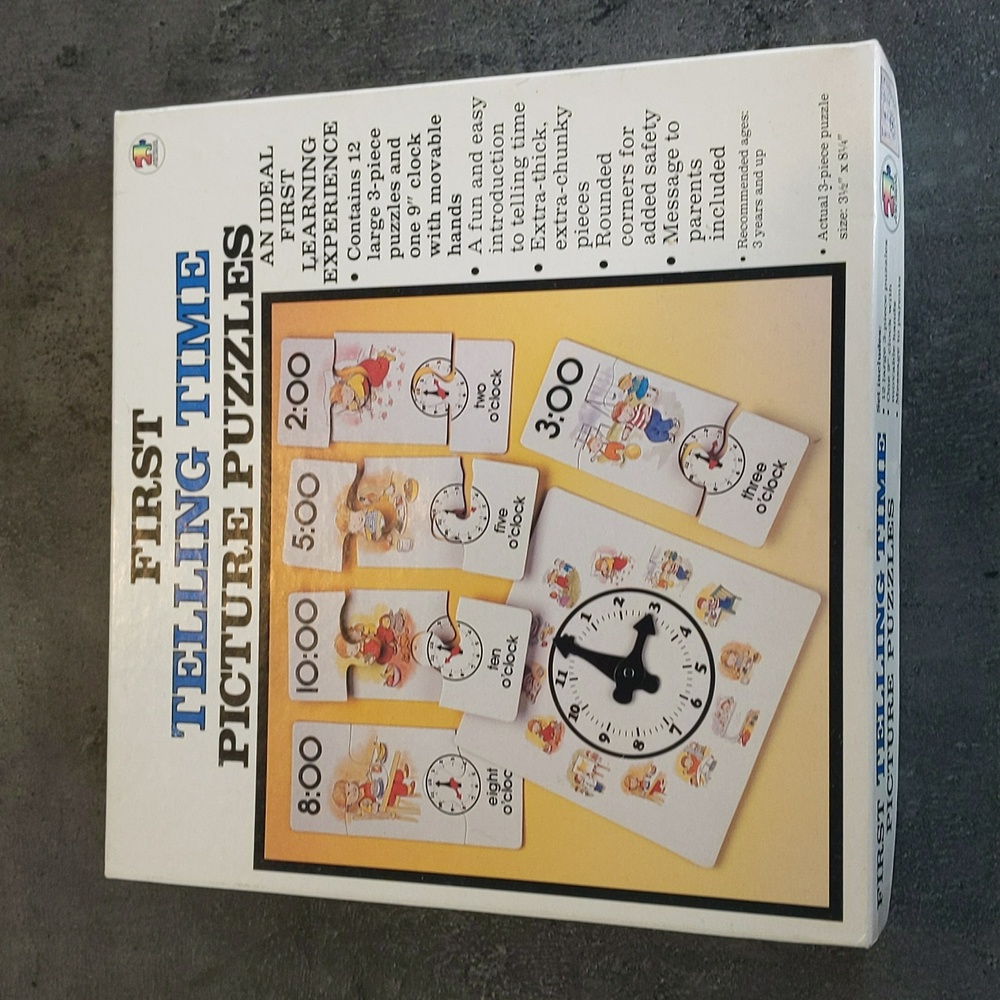 🛒$3 with bundle Vintage First Telling Time Picture Puzzle Learning how to tell